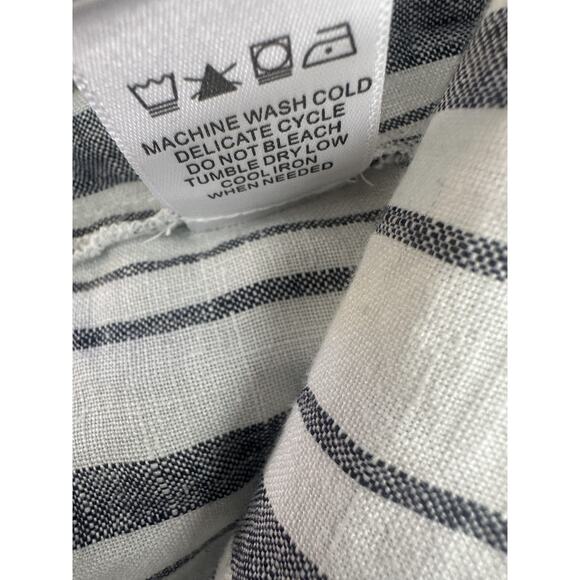 Michael Stars 100% Linen Amelee Beach Stripe Caftan Dress Tie Women's Medium - Picture 8 of 11